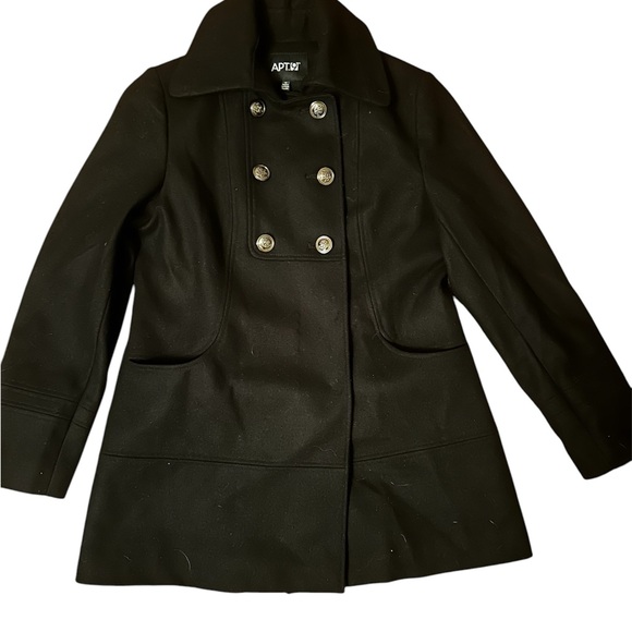 Black Women’s Wool Coat Size M - Picture 3 of 4